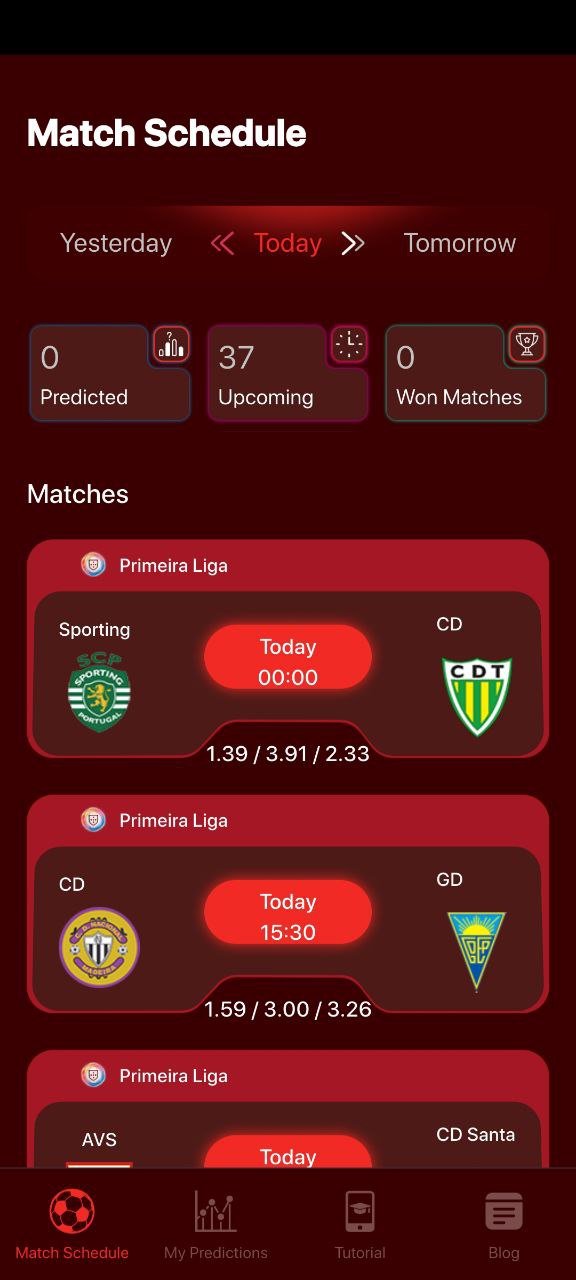 Match details screen of the app