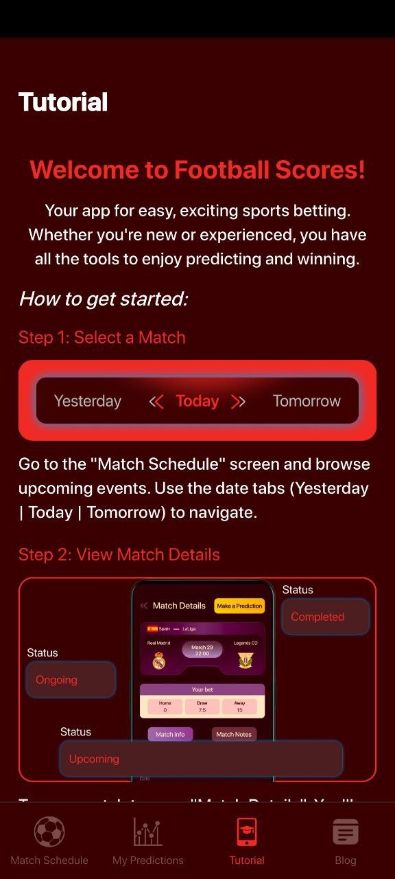 Tutorial screen in the app